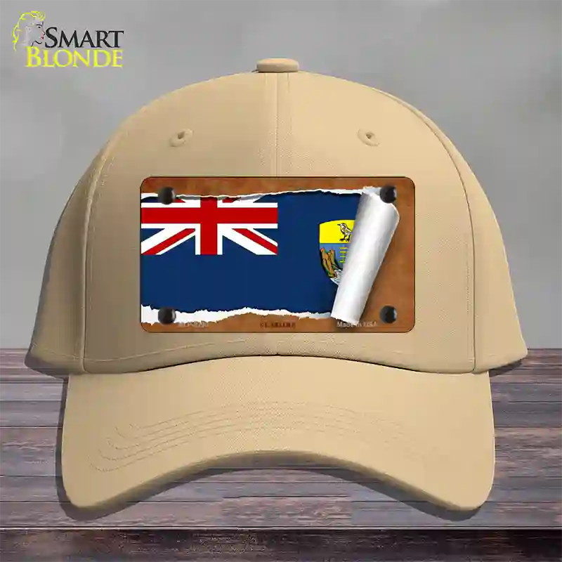 St Helena Flag Scroll Novelty License Plate Hat Cotton / Khaki