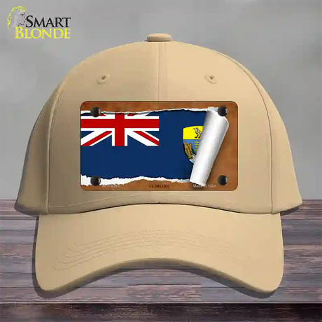 St Helena Flag Scroll Novelty License Plate Hat Cotton / Khaki