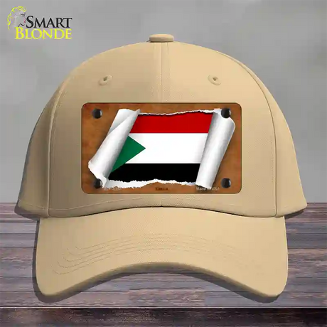 Sudan Flag Scroll Novelty License Plate Hat Cotton / Khaki