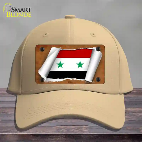 Syria Flag Scroll Novelty License Plate Hat Cotton / Khaki