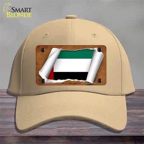 United Arab Emirates Flag Scroll Novelty License Plate Hat Cotton / Khaki