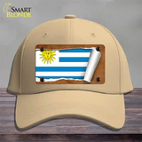 Uruguay Flag Scroll Novelty License Plate Hat Cotton / Khaki