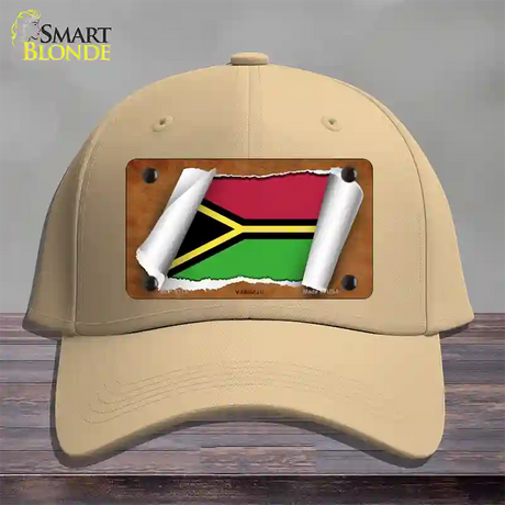 Vanuatu Flag Scroll Novelty License Plate Hat Cotton / Khaki