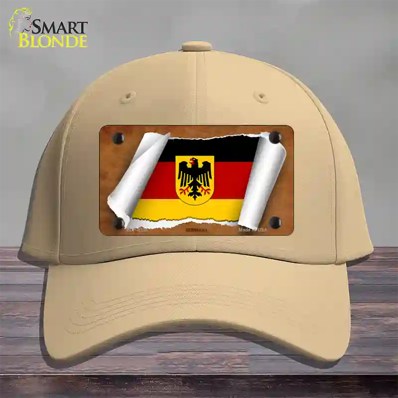 Germany Coat of Arms Flag Scroll Novelty License Plate Hat Cotton / Khaki