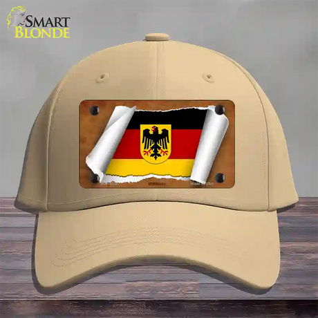 Germany Coat of Arms Flag Scroll Novelty License Plate Hat Cotton / Khaki