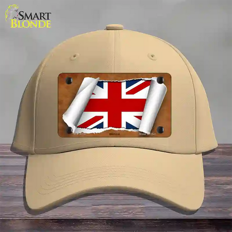 Britain Flag Scroll Novelty License Plate Hat Cotton / Khaki