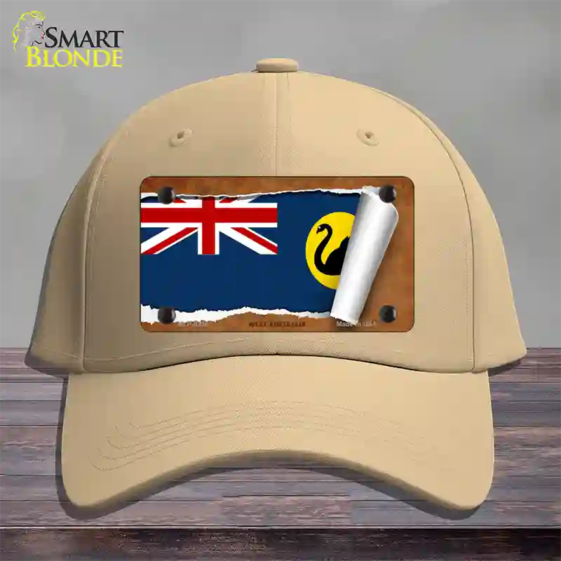 West Australia Flag Scroll Novelty License Plate Hat Cotton / Khaki