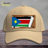 South Sudan Flag Scroll Novelty License Plate Hat Cotton / Khaki