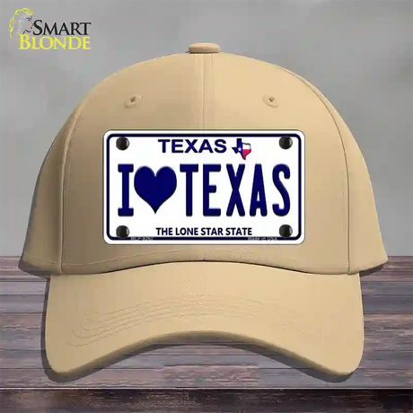 I Love Texas Novelty License Plate Hat Cotton / Khaki