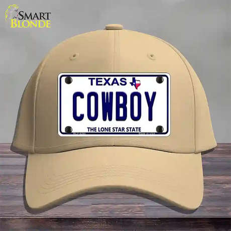 Cowboy Texas White Novelty License Plate Hat Cotton / Khaki