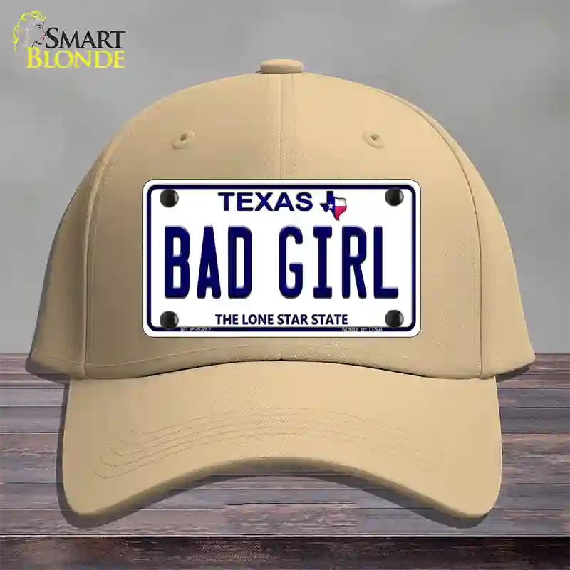 Bad Girl Texas Novelty License Plate Hat Cotton / Khaki