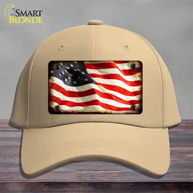 American Vintage Flag Novelty License Plate Hat Cotton / Khaki