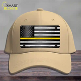 American Flag Thin Yellow Line Novelty License Plate Hat Cotton / Khaki