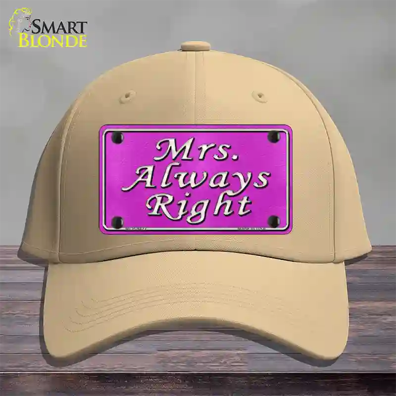 Mrs Always Right Novelty License Plate Hat Cotton / Khaki