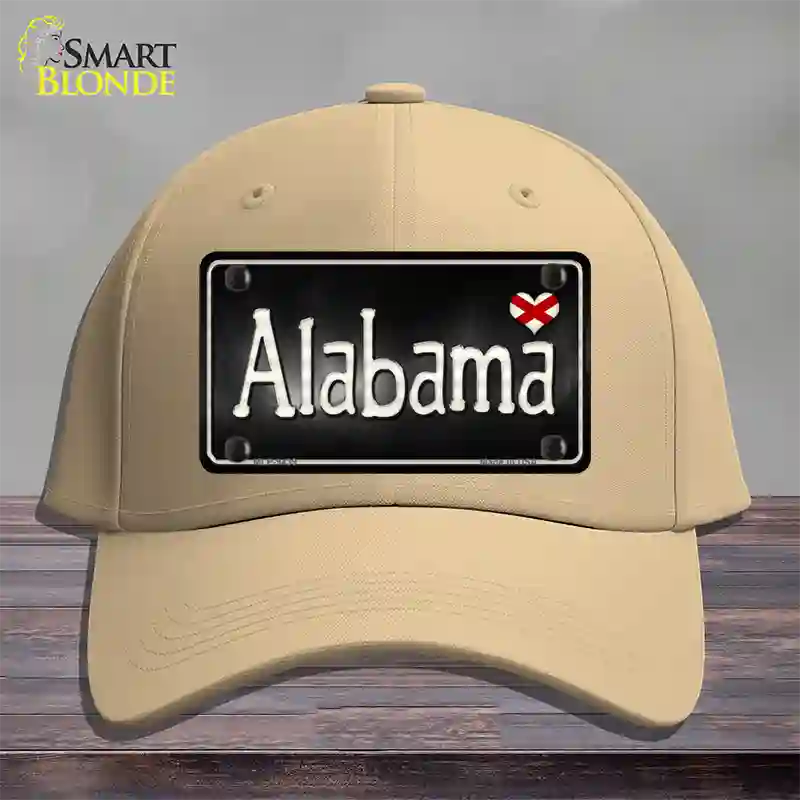 Alabama Flag Script Novelty License Plate Hat Cotton / Khaki