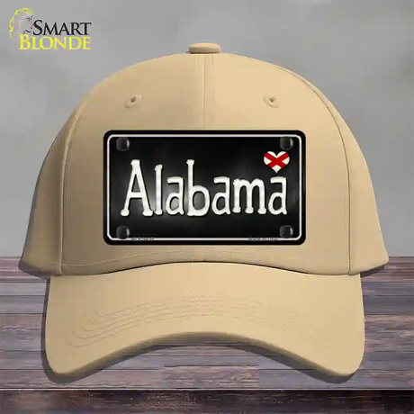 Alabama Flag Script Novelty License Plate Hat Cotton / Khaki