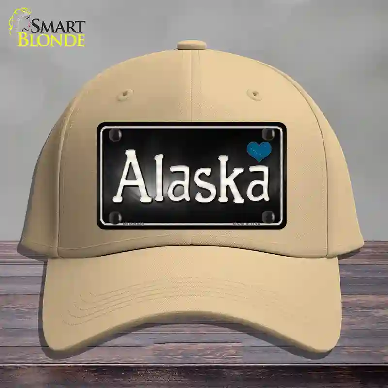 Alaska Flag Script Novelty License Plate Hat Cotton / Khaki