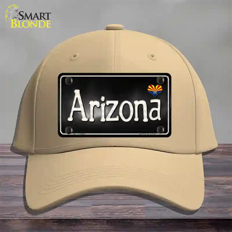 Arizona Flag Script Novelty License Plate Hat Cotton / Khaki