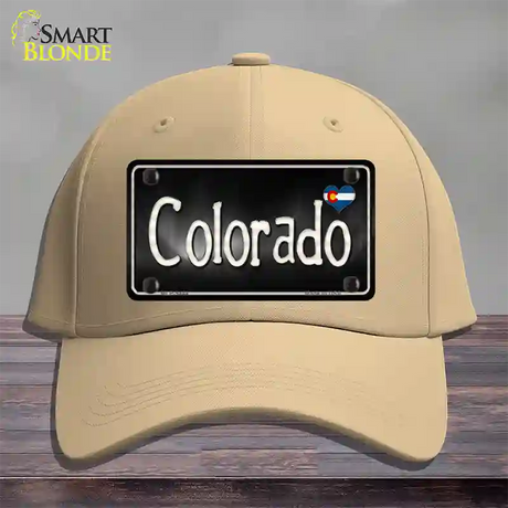 Colorado Flag Script Novelty License Plate Hat Cotton / Khaki