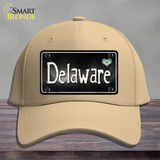 Delaware Flag Script Novelty License Plate Hat Cotton / Khaki