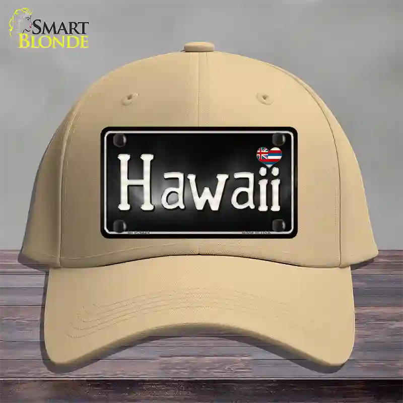 Hawaii Flag Script Novelty License Plate Hat Cotton / Khaki