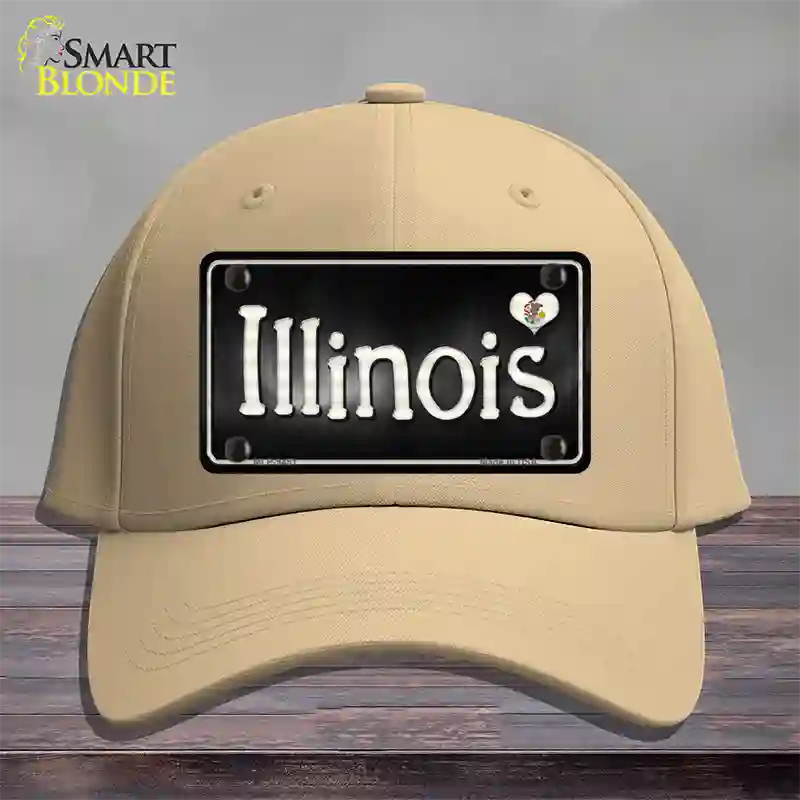 Illinois Flag Script Novelty License Plate Hat Cotton / Khaki