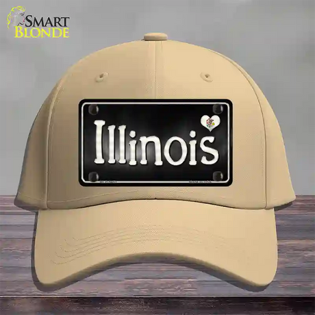 Illinois Flag Script Novelty License Plate Hat Cotton / Khaki