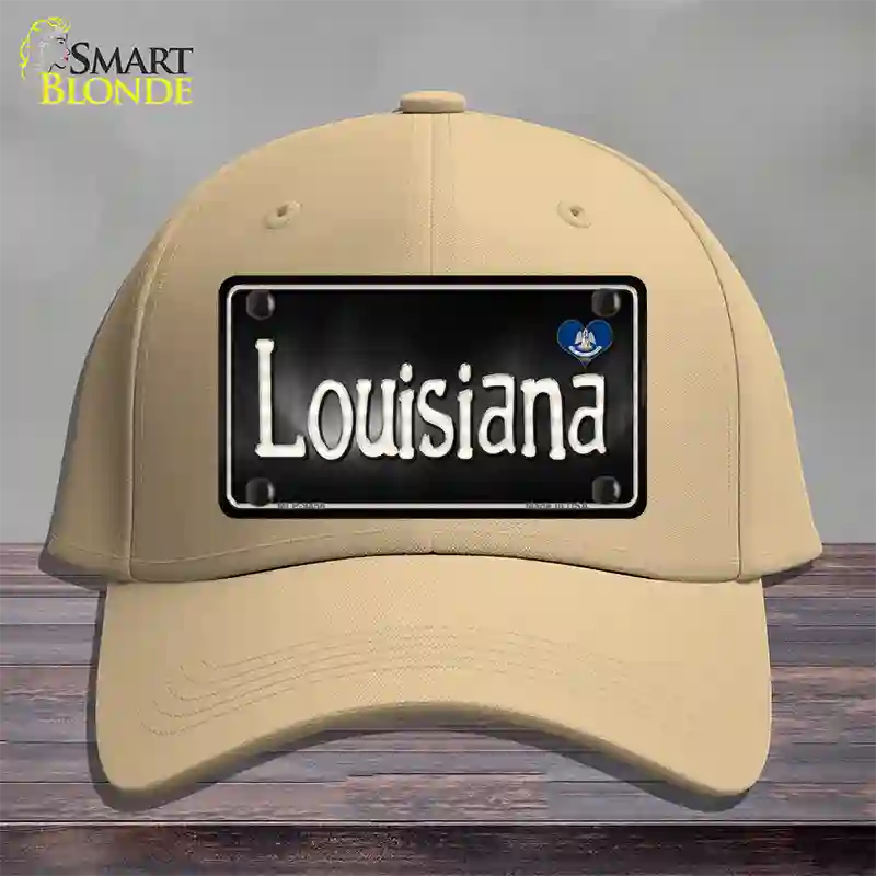 Louisiana Flag Script Novelty License Plate Hat Cotton / Khaki