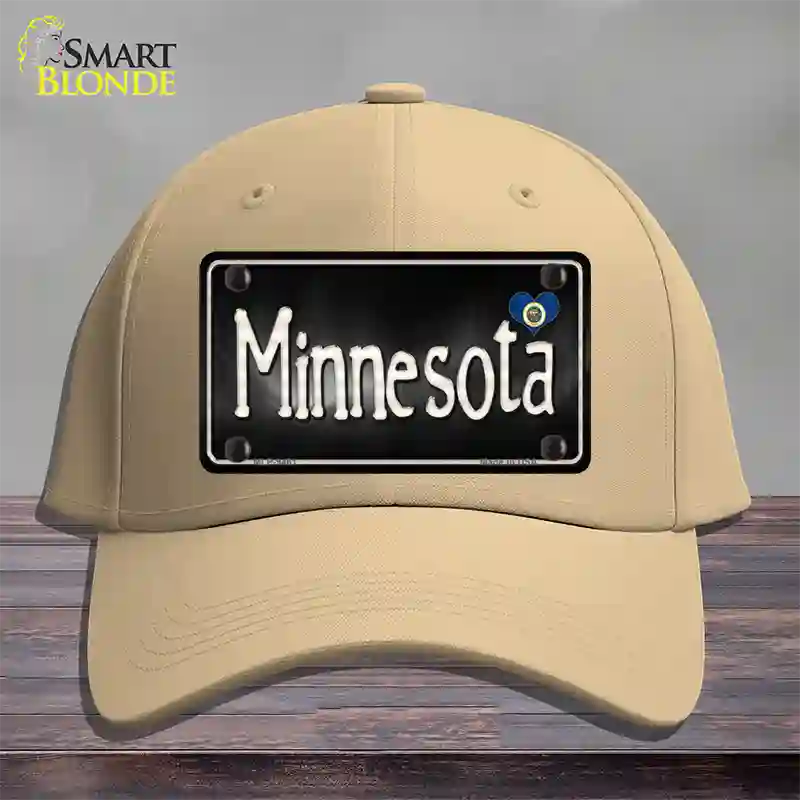 Minnesota Flag Script Novelty License Plate Hat Cotton / Khaki