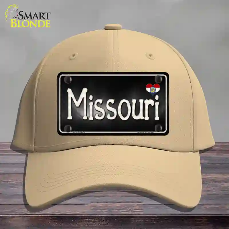 Missouri Flag Script Novelty License Plate Hat Cotton / Khaki