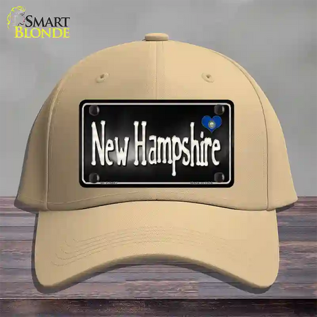 New Hampshire Flag Script Novelty License Plate Hat Cotton / Khaki