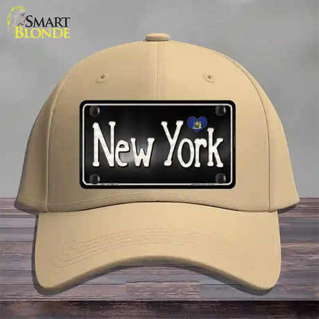 New York Flag Script Novelty License Plate Hat Cotton / Khaki