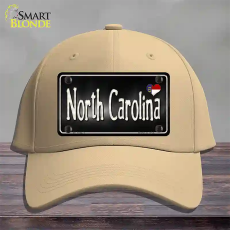 North Carolina Flag Script Novelty License Plate Hat Cotton / Khaki