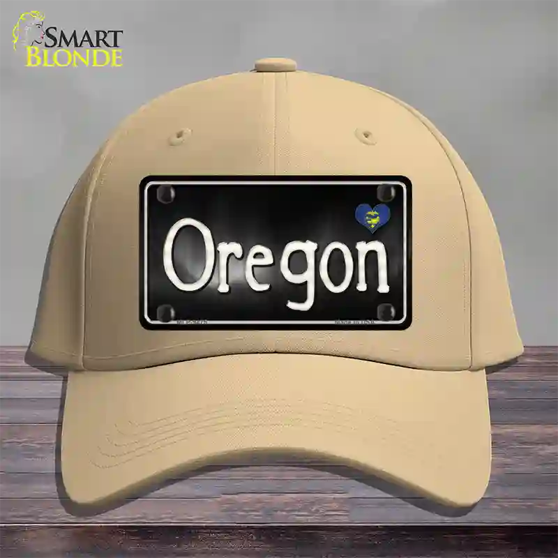 Oregon Flag Script Novelty License Plate Hat Cotton / Khaki