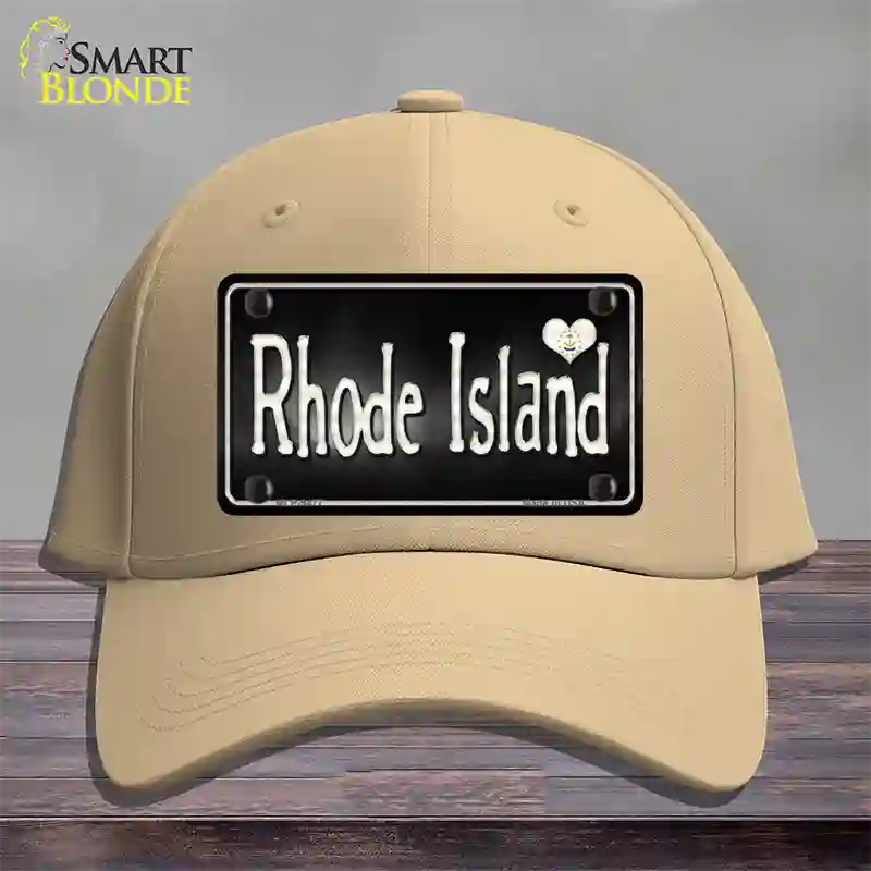 Rhode Island Flag Script Novelty License Plate Hat Cotton / Khaki