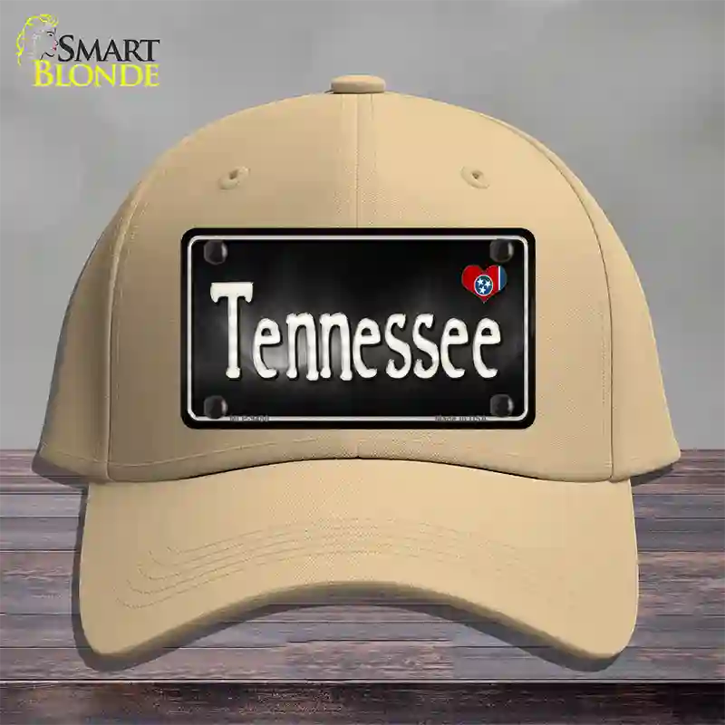 Tennessee Flag Script Novelty License Plate Hat Cotton / Khaki