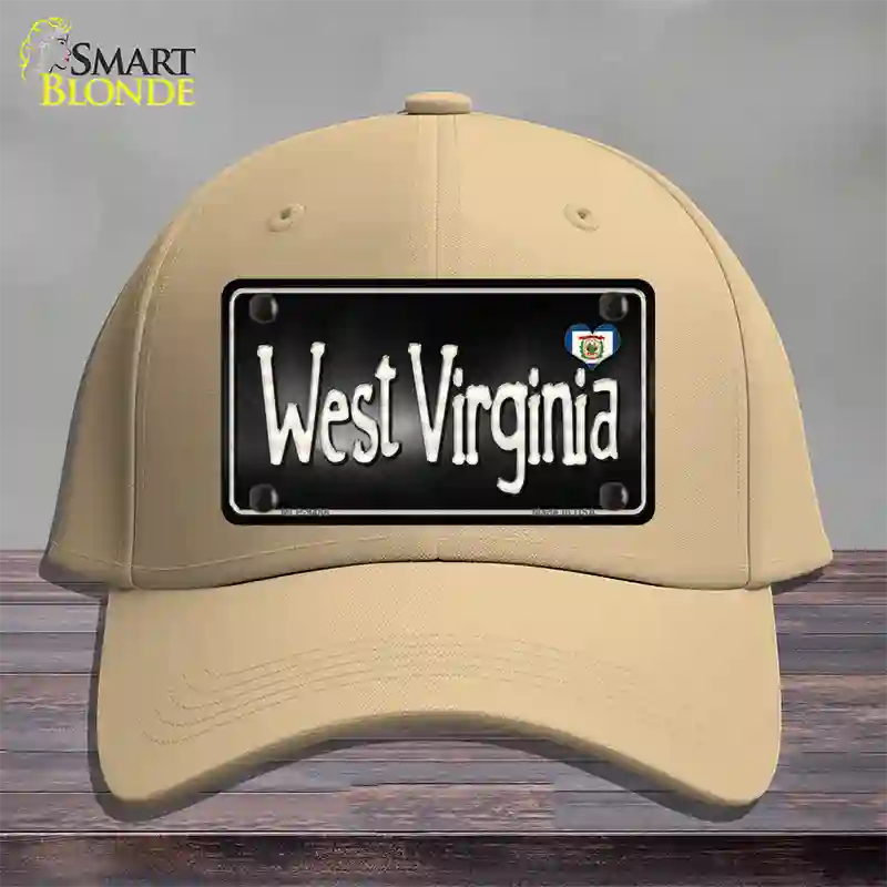 West Virginia Flag Script Novelty License Plate Hat Cotton / Khaki