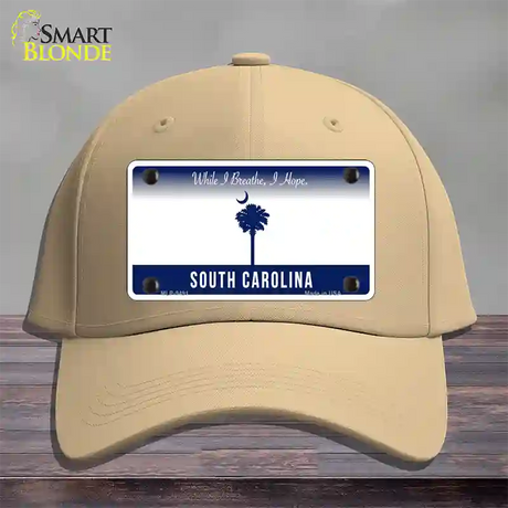 South Carolina I Breathe Blank Novelty License Plate Hat Cotton / Khaki