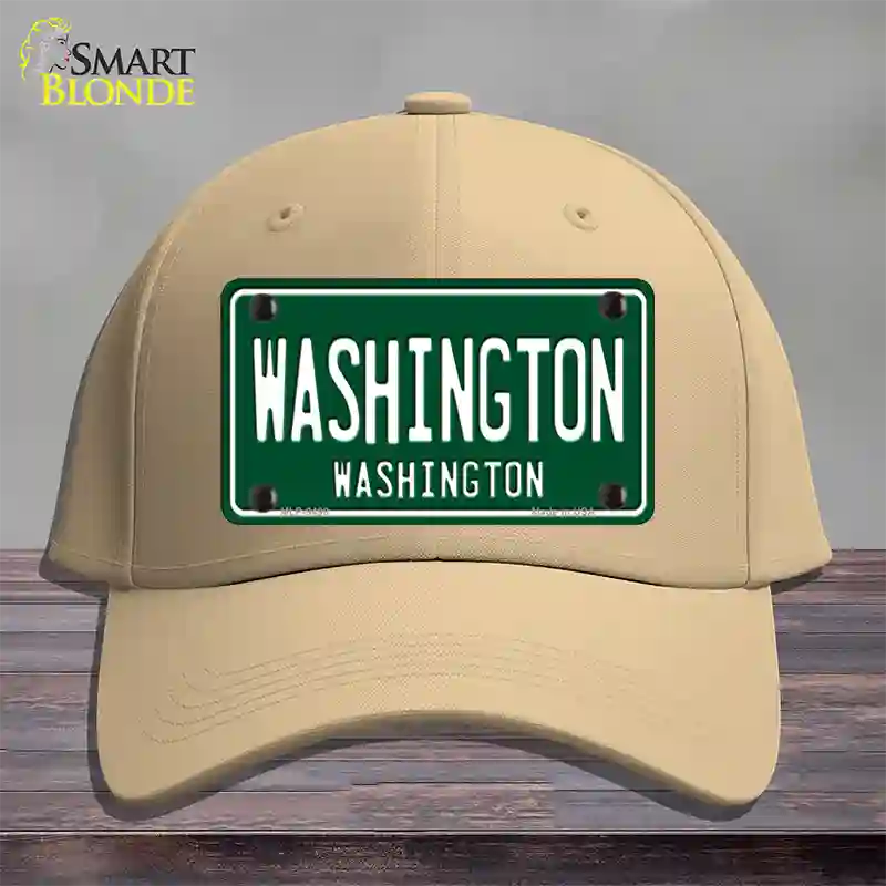 Washington Vintage Green Novelty License Plate Hat Cotton / Khaki