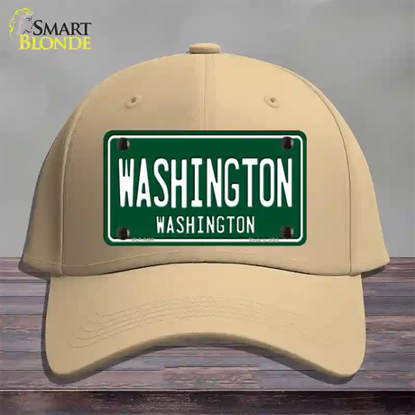 Washington Vintage Green Novelty License Plate Hat Cotton / Khaki