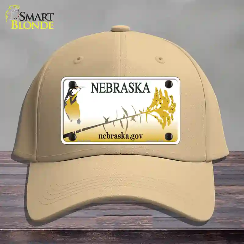 Nebraska Blank Novelty License Plate Hat Cotton / Khaki