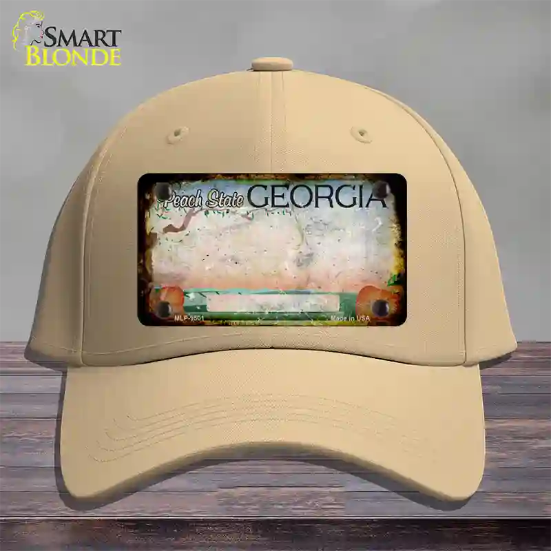 Georgia Peach Rusty Blank Novelty License Plate Hat Cotton / Khaki