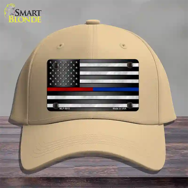 American Flag Police / Fire Novelty License Plate Hat Cotton / Khaki