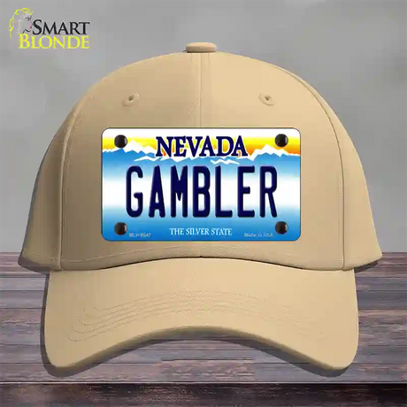 Gambler Nevada Novelty License Plate Hat Cotton / Khaki