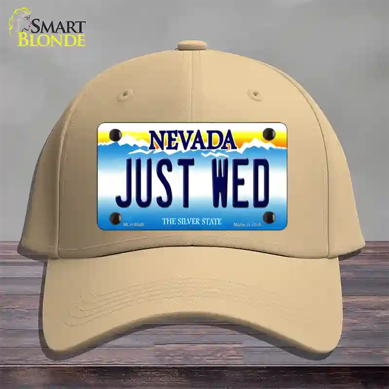 Just Wed Nevada Novelty License Plate Hat Cotton / Khaki