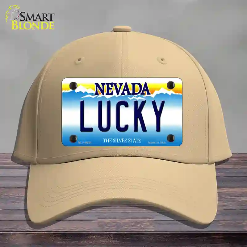 Lucky Nevada Novelty License Plate Hat Cotton / Khaki