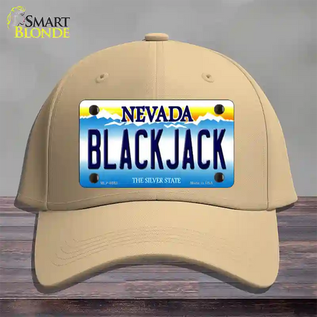 Black Jack Nevada Novelty License Plate Hat Cotton / Khaki