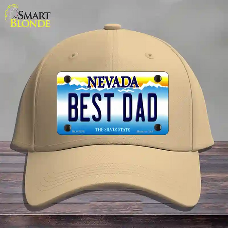 Best Dad Nevada Novelty License Plate Hat Cotton / Khaki