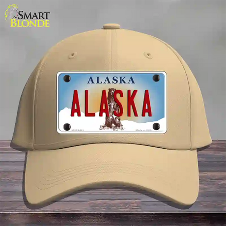 Alaska State Novelty License Plate Hat Cotton / Khaki