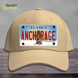 Anchorage Alaska State Novelty License Plate Hat Cotton / Khaki